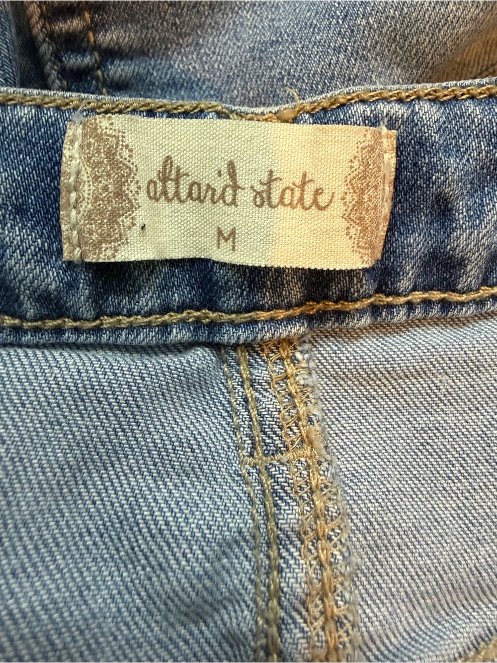 Altar’d State Embroidered Floral Denim Mini Skirt Medium Boho Cottagecore Y2K - Picture 6 of 7